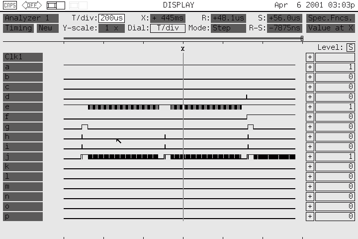 printout of logic analyzer